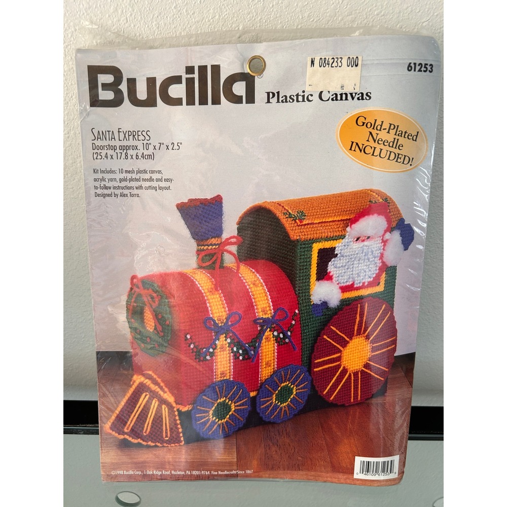 Bucilla Santa Express Plastic Canvas Doorstop Kit 61253 Vintage 1998 Christmas